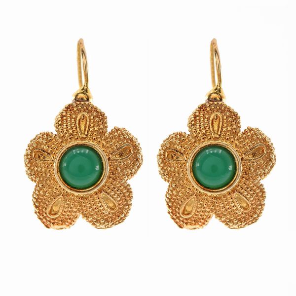 Orecchini fiore a monachina in argento dorato 925  - Asta Gioielli Orologi Fashion Vintage I Web Only - Associazione Nazionale - Case d'Asta italiane