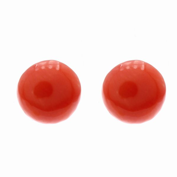 Orecchini a lobo in argento dorato e corallo rosso  - Asta Gioielli Orologi Fashion Vintage I Web Only - Associazione Nazionale - Case d'Asta italiane