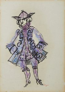 LUZZATI EMANUELE (1921 - 2007) - FIGURA TEATRALE, 1960