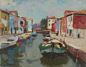 CONSADORI SILVIO (1909 - 1994) - MARINA CON IMBARCAZIONI