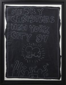 HARING KEITH  (1958 - 1990) - (ATTRIBUITO) MERRY CHRISTMAS NEW YORK CITY, 1984.
