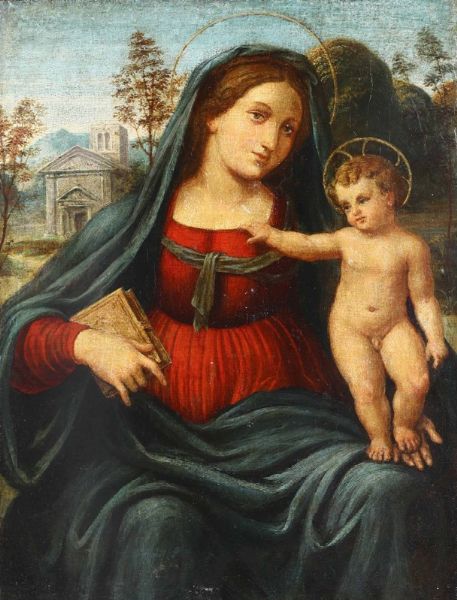 Madonna con Bambino in paesaggio  - Asta Dipinti Antichi - Associazione Nazionale - Case d'Asta italiane
