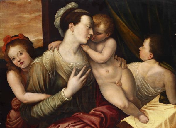 Figura femminile con tre bambini  - Asta Dipinti Antichi - Associazione Nazionale - Case d'Asta italiane