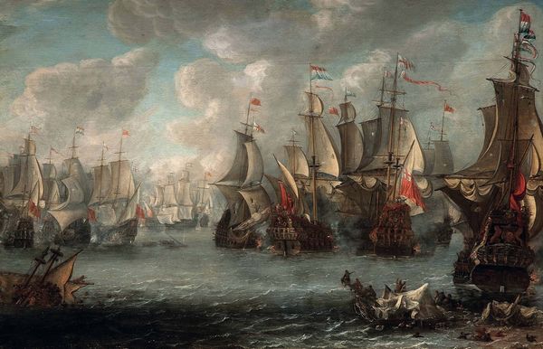 Cornelisz van Soest Pieter : Battaglia navale tra le flotte inglesi e olandesi  - Asta Dipinti Antichi - Associazione Nazionale - Case d'Asta italiane