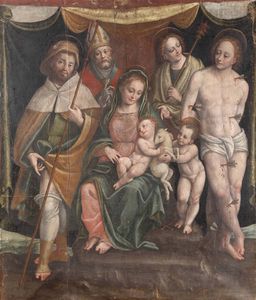 Lanino Bernardino : Madonna con Bambino e Santi  - Asta Dipinti Antichi - Associazione Nazionale - Case d'Asta italiane
