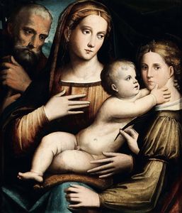 Raibolini Giacomo : Sacra Famiglia con Santa Caterina d'Alessandria  - Asta Dipinti Antichi - Associazione Nazionale - Case d'Asta italiane