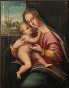 Puligo Domenico : Madonna con Bambino  - Asta Dipinti Antichi - Associazione Nazionale - Case d'Asta italiane