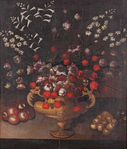 Nature morte con vaso di fiori e frutta  - Asta Dipinti Antichi - Associazione Nazionale - Case d'Asta italiane
