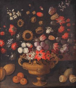 Nature morte con vaso di fiori e frutta  - Asta Dipinti Antichi - Associazione Nazionale - Case d'Asta italiane