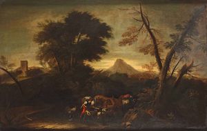 Montanini Pietro - Paesaggio con pastore e animali