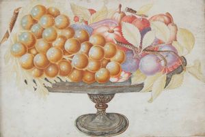 Garzoni Giovanna - Alzatina con uva, prugne e corbezzoli