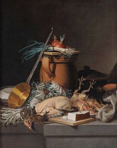 Jeaurat de Bertry Nicolas Henri - Natura morta con pollame e verdure