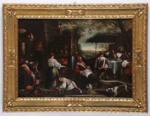 da Ponte detto Bassano Jacopo : Cena di Emmaus  - Asta Dipinti Antichi - Associazione Nazionale - Case d'Asta italiane