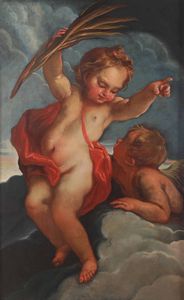 Coppia di dipinti raffiguranti putti  - Asta Dipinti Antichi - Associazione Nazionale - Case d'Asta italiane
