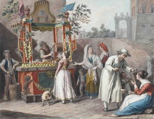 della Gatta Saverio - LAcquaiolo Napoletano, 1822 Friggitore di zeppole, Venditrice di uova, Lacquaiolo ambulante, 1823