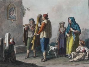 della Gatta Saverio - Scampagnari che fanno la novena di Natale, 1823 Il torronaro napoletano, 1823