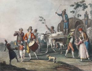 della Gatta Saverio - Costume di portare il vino nuovo in citt, 1823 La corsa degli asini, 1823