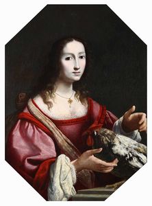 Vanni Francesco : Giovane donna con un gallo  - Asta Dipinti Antichi - Associazione Nazionale - Case d'Asta italiane