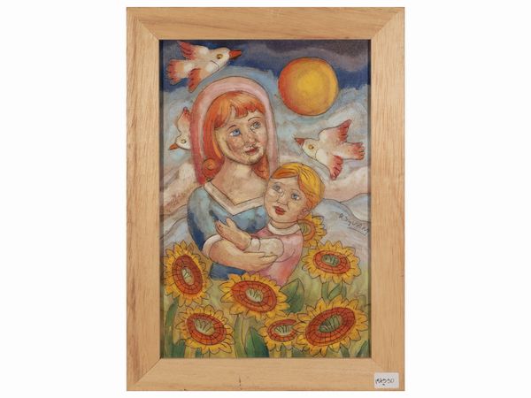 Roberto Sguanci : Maternit tra i girasoli  - Asta L'arte di arredare - Associazione Nazionale - Case d'Asta italiane