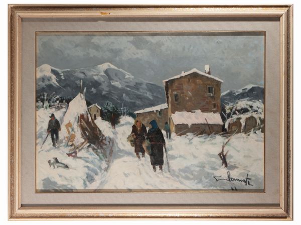 Willy Clemente : Nevicata  - Asta L'arte di arredare - Associazione Nazionale - Case d'Asta italiane
