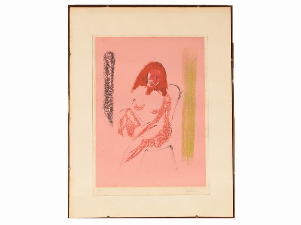 Adriano di Spilimbergo : Vaso di fiori e figura femminile  - Asta L'arte di arredare - Associazione Nazionale - Case d'Asta italiane