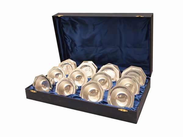 Servizio da caviale o macedonia in argento, Dabbene Milano  - Asta L'arte di arredare - Associazione Nazionale - Case d'Asta italiane