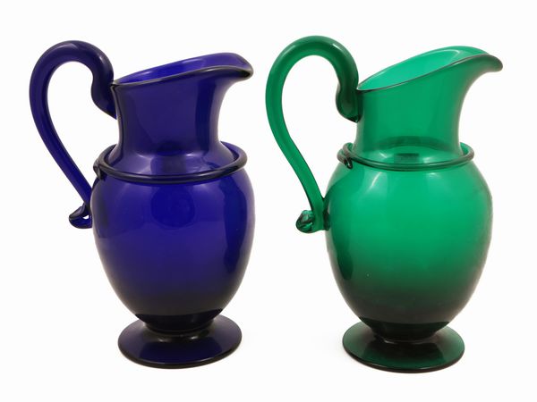 Coppia di caraffe in vetro soffiato, prima met� del XX secolo  - Asta L'arte di arredare - Associazione Nazionale - Case d'Asta italiane
