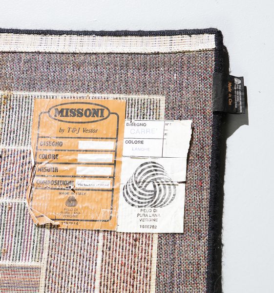 Missoni : Tappeto per T&J Vestor  - Asta Asta 443 | DESIGN E ARTI DECORATIVE DEL NOVECENTO Online - Associazione Nazionale - Case d'Asta italiane