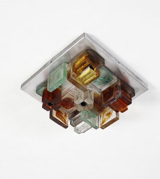 POLI ALBANO (n. 1935) : Lampada a plafoniera per Poliarte, Verona  - Asta Asta 443 | DESIGN E ARTI DECORATIVE DEL NOVECENTO Online - Associazione Nazionale - Case d'Asta italiane