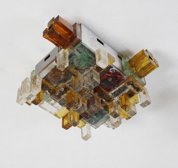 POLI ALBANO (n. 1935) : Coppia di lampade a plafoniera per Poliarte, Verona  - Asta Asta 443 | DESIGN E ARTI DECORATIVE DEL NOVECENTO Online - Associazione Nazionale - Case d'Asta italiane