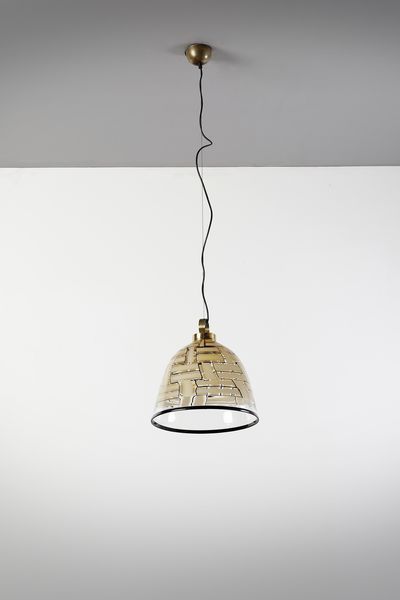 BAROVIER & TOSO : Lampada a sospensione della serie Tessere ambra, Murano  - Asta Asta 443 | DESIGN E ARTI DECORATIVE DEL NOVECENTO Online - Associazione Nazionale - Case d'Asta italiane