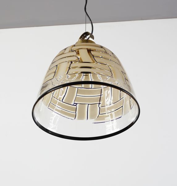 BAROVIER & TOSO : Lampada a sospensione della serie Tessere ambra, Murano  - Asta Asta 443 | DESIGN E ARTI DECORATIVE DEL NOVECENTO Online - Associazione Nazionale - Case d'Asta italiane