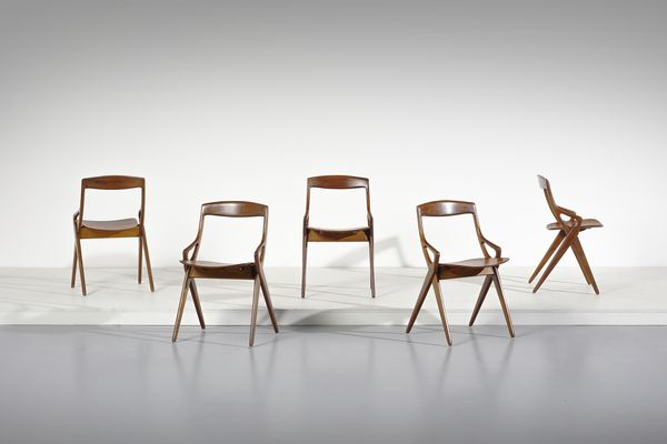 OLSEN ARNE HOVMAND (1919 - 1989) : Cinque sedie per Mogens Kold, Danimarca  - Asta Asta 443 | DESIGN E ARTI DECORATIVE DEL NOVECENTO Online - Associazione Nazionale - Case d'Asta italiane
