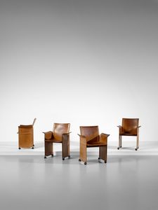 AGNOLI TITO (1931 - 2012) - Quattro poltroncine mod. Korium per Matteo Grassi, Italia