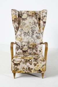 BEGA MELCHIORRE (1898 - 1976) : attribuito. Poltrona bergere con poggiapiedi  - Asta Asta 443 | DESIGN E ARTI DECORATIVE DEL NOVECENTO Online - Associazione Nazionale - Case d'Asta italiane