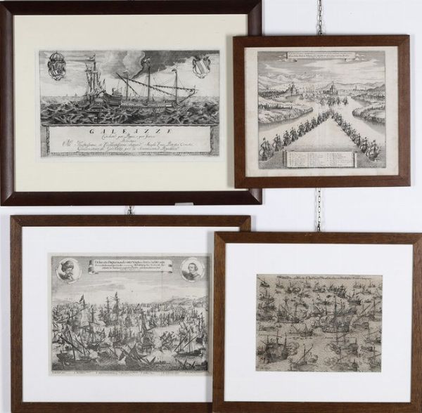Coronelli Vincenzo Maria. Galeazze vedute per poppa e per fianco, dedicate allillustrissimo signore Angelo Emo... Venezia, Girolamo Albrizzi, 1690 circa.  - Asta Libri antichi e rari, Stampe, Vedute e Mappe - Associazione Nazionale - Case d'Asta italiane