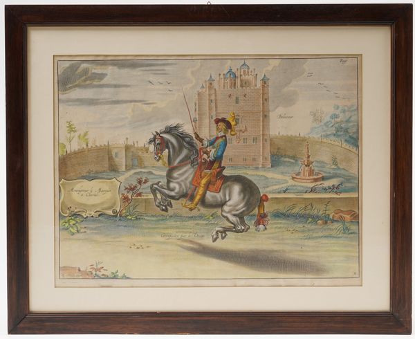 P. Clowet et Petr. Van Lisebetten-Abramo da Diepenbeke. Monsieur le Marquis a Cheval...due grandi incisioni. Londra 1737.  - Asta Libri antichi e rari, Stampe, Vedute e Mappe - Associazione Nazionale - Case d'Asta italiane