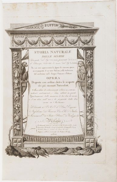 N.H. Jacob-Luigi Rados Storia naturale delle scimie... Milano Ferdinando Artaria 1812  - Asta Libri antichi e rari, Stampe, Vedute e Mappe - Associazione Nazionale - Case d'Asta italiane