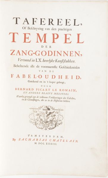 Picart, Bernard (1673-1733); Antoine de La Barre de;Beaumarchais, ; Michel de Marolles; Jacques Favereau De Tempel der Zang-Godinnen T'Amsterdam Z: Chatelain 1733 60 tavole  - Asta Libri antichi e rari, Stampe, Vedute e Mappe - Associazione Nazionale - Case d'Asta italiane