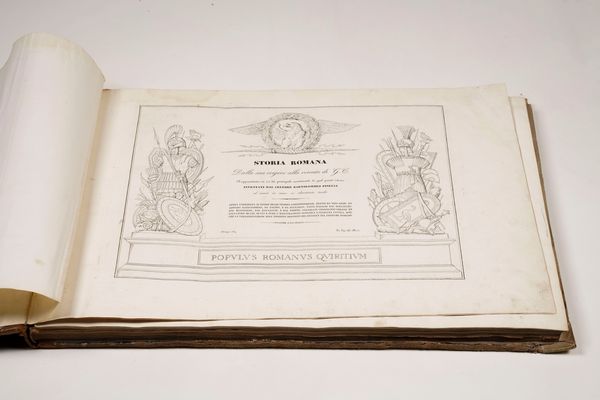Pinelli Bartolomeo Storia romana dalla sua origine ... <BR>Bologna, Tipografia delle Muse - Tipografia Sassi 1839-1843- 1849. In folio oblungo. Tre volumi. Rilegature coeve in mezza pelle e punte, che presentano abrasioni e altri difetti. Alcune cerniere staccate internamente. Celebre raccolta di queste tavole illustrative della vita e dei costumi degli antichi romani opera di Bartolomeo Pinelli. Difetti e mancanze non gravi. Proposto come collezione di stampe.  - Asta Libri antichi e rari, Stampe, Vedute e Mappe - Associazione Nazionale - Case d'Asta italiane
