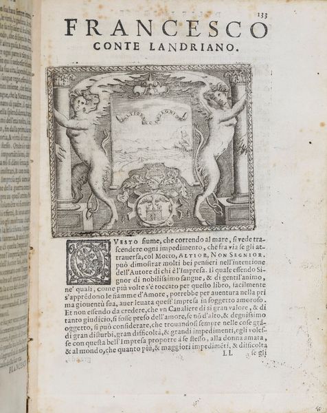Gerolamo Ruscelli : Gerolamo Ruscelli Le imprese illustri in Venezia appresso Comin Da Trino di Monferrato, 1572.  - Asta Libri antichi e rari, Stampe, Vedute e Mappe - Associazione Nazionale - Case d'Asta italiane