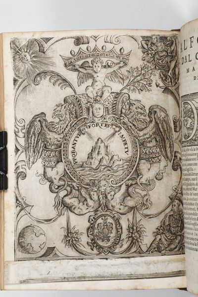 Gerolamo Ruscelli : Gerolamo Ruscelli Le imprese illustri in Venezia appresso Comin Da Trino di Monferrato, 1572.  - Asta Libri antichi e rari, Stampe, Vedute e Mappe - Associazione Nazionale - Case d'Asta italiane