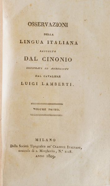Classici Italiani - edizione del secolo XIX Raccolta di Classici Italiani, stampati a Milano nella prima met del secolo XIX dalla Societ tipografica dei Classici Italiani. Sono presenti 168 tomi.  - Asta Libri antichi e rari, Stampe, Vedute e Mappe - Associazione Nazionale - Case d'Asta italiane