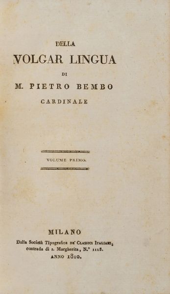 Classici Italiani - edizione del secolo XIX Raccolta di Classici Italiani, stampati a Milano nella prima met del secolo XIX dalla Societ tipografica dei Classici Italiani. Sono presenti 168 tomi.  - Asta Libri antichi e rari, Stampe, Vedute e Mappe - Associazione Nazionale - Case d'Asta italiane