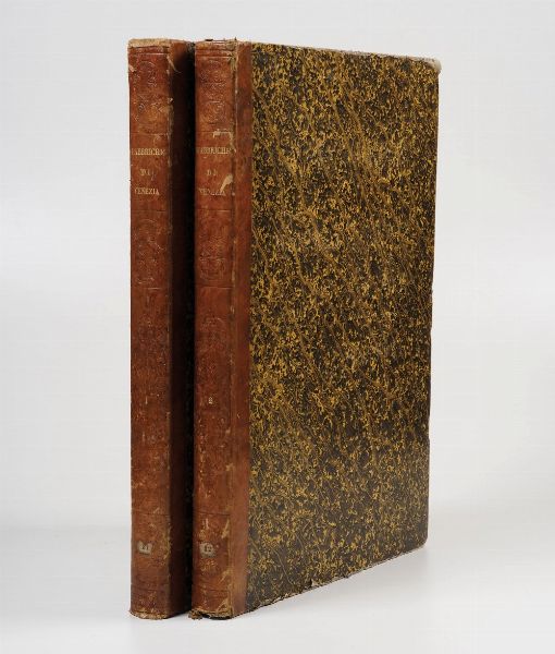 Cicognara Leopoldo - Diedo Antonio - Selva Giannantonio Le fabbriche e i monumenti cospicui di Venezia, illustrati da Leopoldo Cicognani Antonio Diedo e Giannantonio Selva...seconda edizioni con notabili aggiunte e note. Due volumi. Venezia, Giuseppe Antonelli 1838 - 1840.  - Asta Libri antichi e rari, Stampe, Vedute e Mappe - Associazione Nazionale - Case d'Asta italiane