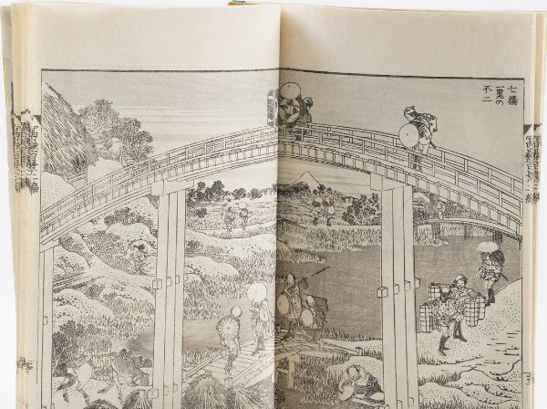 Hokusai Katsushika (1760-1849) Cento vedute del Monte Fuji parte I - II - III  - Asta Libri antichi e rari, Stampe, Vedute e Mappe - Associazione Nazionale - Case d'Asta italiane
