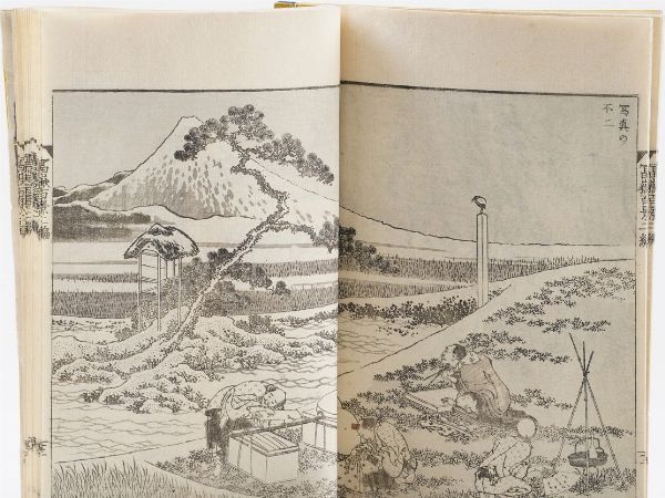 Hokusai Katsushika (1760-1849) Cento vedute del Monte Fuji parte I - II - III  - Asta Libri antichi e rari, Stampe, Vedute e Mappe - Associazione Nazionale - Case d'Asta italiane
