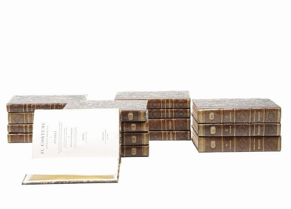Ferrario Giulio Il costume antico e moderno e storia del governo, della milizia, della religione, delle arti scienze ed usanze di tutti i popoli antichi e moderni provata con i monumenti dell'antichit e rappresentata cogli analoghi disegni dal Dottor Giulio Ferrario, edizione seconda riveduta e accresciuta, Firenze, per Vincenzo Batelli, 1823 - 1837. Trentaquattro volumi.<BR>  - Asta Libri antichi e rari, Stampe, Vedute e Mappe - Associazione Nazionale - Case d'Asta italiane