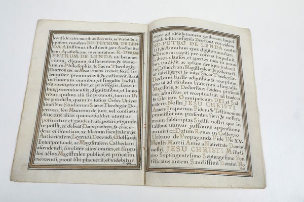 Roma- Manocritto pergamenaceo secolo XVIII Laurea in teologia o diploma di nomina... Roma (papa Clemente XIV), 1769 (Joseph Maria tituli sancti alexii sanctae romanae ecclesiae presbyter cardinalis Castelli sacrae congregationis de propaganda fide praefectus).  - Asta Libri antichi e rari, Stampe, Vedute e Mappe - Associazione Nazionale - Case d'Asta italiane