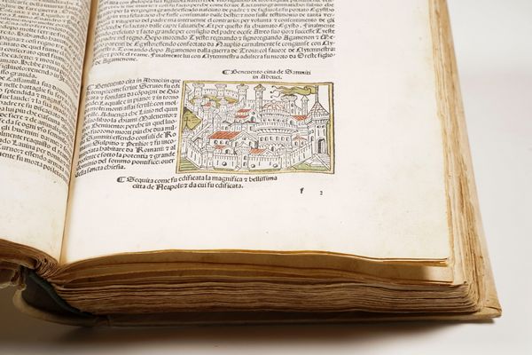 Foresti, Giacomo Filippo (1434-1520) Cronicha de tuto el mondo uulgare. Impresso nella inclita Citta di Venetia : per me Bernardino Rizo de Nouara, 1491 adi 8 de Octobrio  - Asta Libri antichi e rari, Stampe, Vedute e Mappe - Associazione Nazionale - Case d'Asta italiane